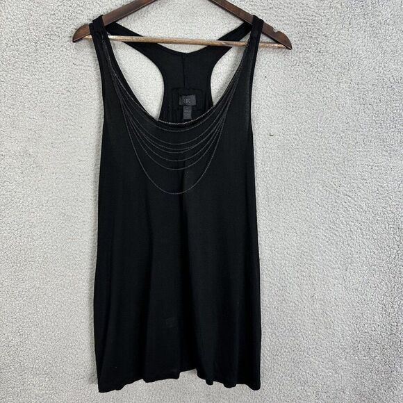Banana Republic mongram tank top womens XL black racerback‎ chains biker nwt - Picture 1 of 7